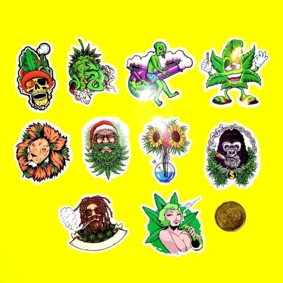 3/$20 Brand New 10x Green Funny Graphic Waterproof Stickers #3 - Picture 1 of 1
